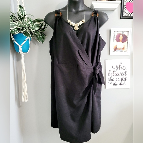 🔥NWT The Limited 22W Linen Sleeveless Wrap Dress - Picture 6 of 17